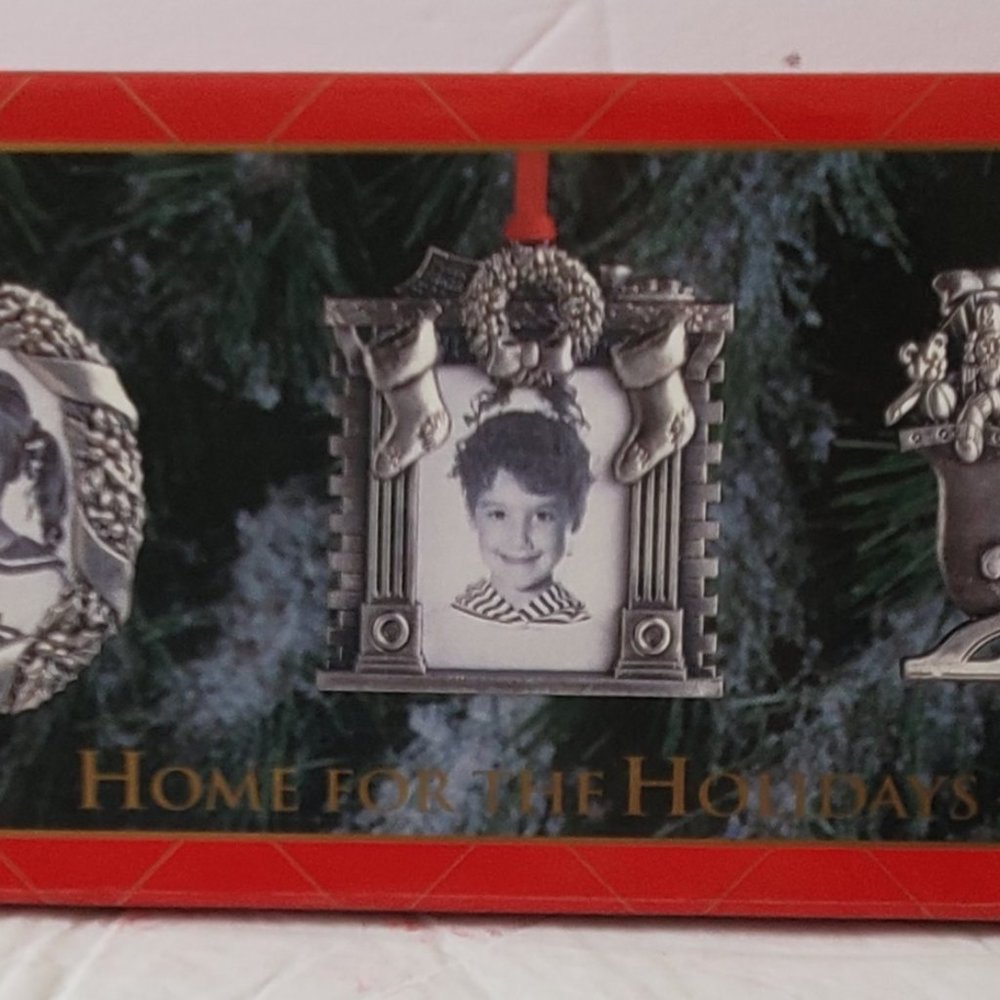 Three Pewter Picture Frame Decorations